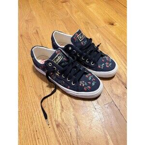 KEDS X Rifle Paper Co Navy Blue Canvas Strawberry embroidered Sneakers women 6.5